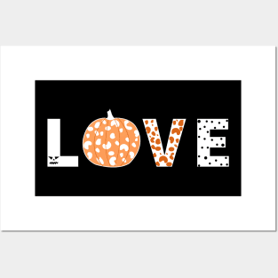 Love text with pumpkin Posters and Art